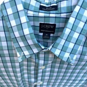 J. Crew Performance Slim Untucked Button Down Checkered Shirt Men M